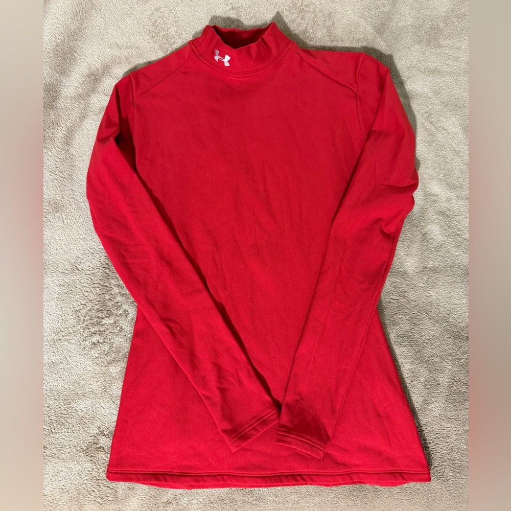 Under Armour Red Mock Neck Performance Top